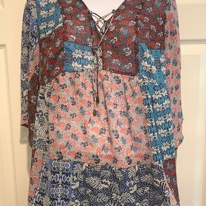 Vintage America Multicolored lace up top